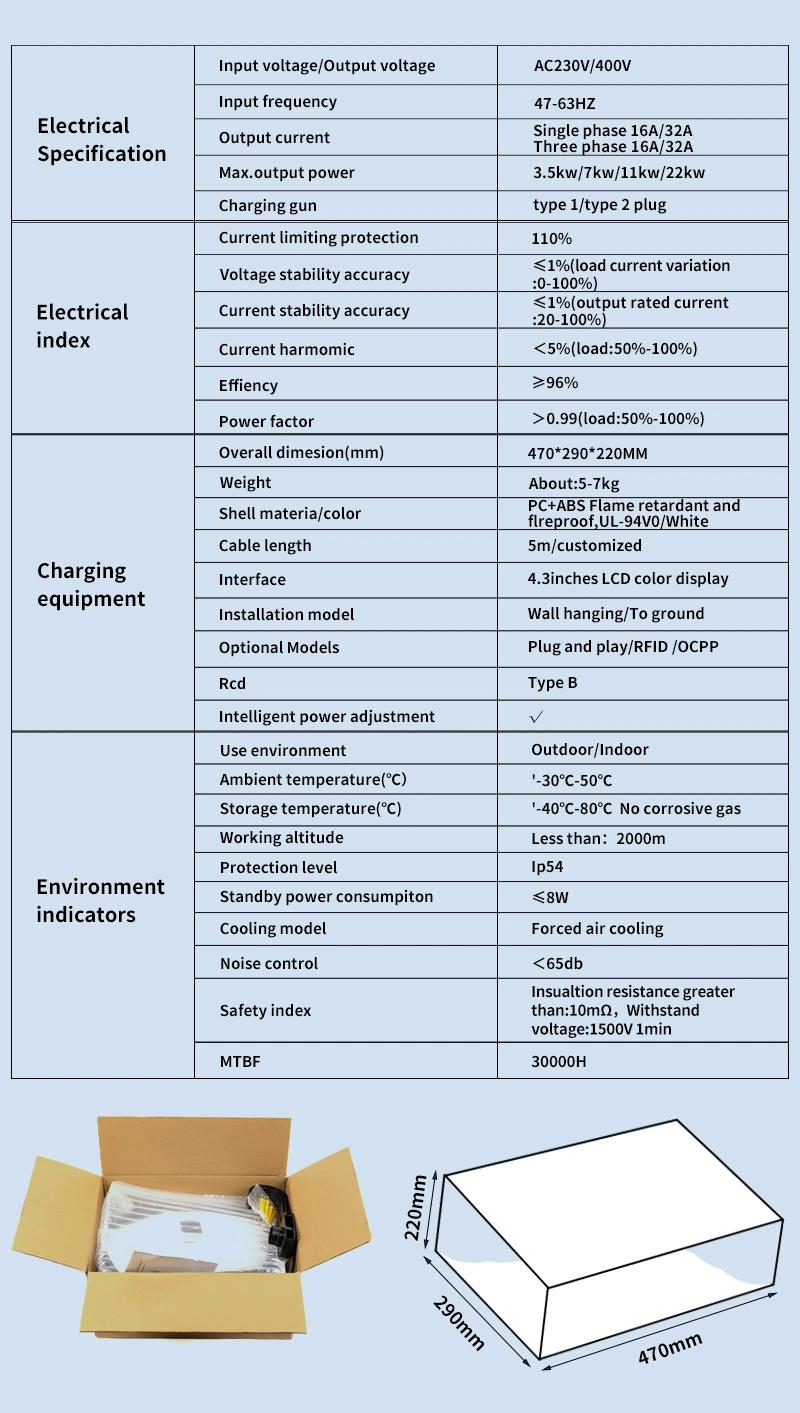 Manufacturer Home EV Charger Stations Level 2 3 Phase AC 22kw EV Charger